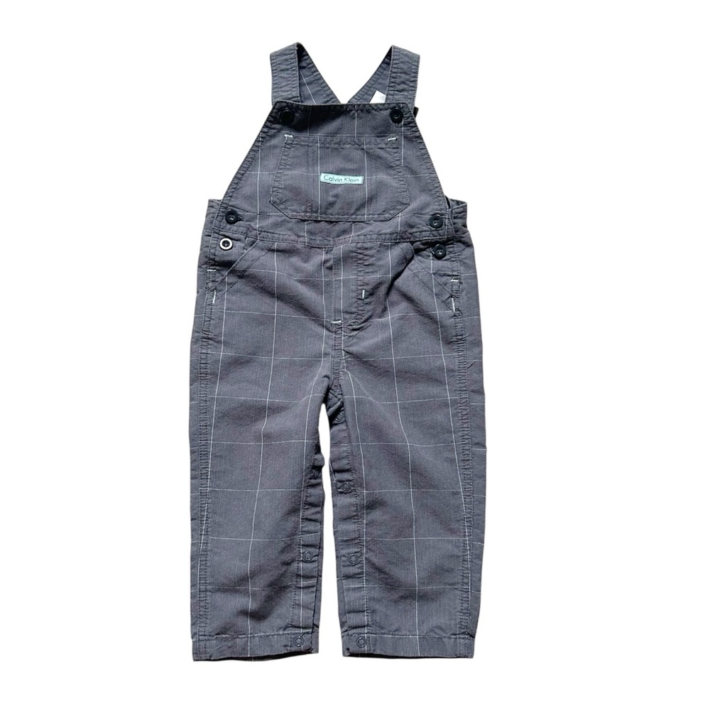 24 Month Calvin Klein Charcoal Kids Overalls Button Closure Cotton-Blend